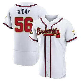 Men's Authentic Gold Darren O'Day Atlanta Braves White 2022 Program Jersey