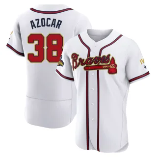 Men's Authentic Gold Jose Azocar Atlanta Braves White 2022 Program Jersey