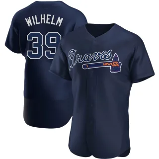Men's Authentic Navy Hoyt Wilhelm Atlanta Braves Alternate Team Name Jersey