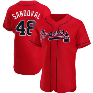 Men's Authentic Red Pablo Sandoval Atlanta Braves Alternate Jersey
