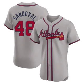Men's Elite Gray Pablo Sandoval Atlanta Braves Road Jersey