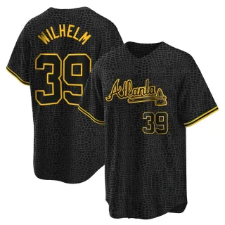 Men's Replica Black Hoyt Wilhelm Atlanta Braves Snake Skin City Jersey