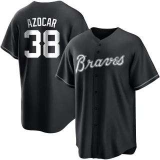 Men's Replica Black/White Jose Azocar Atlanta Braves Jersey