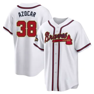 Men's Replica Gold Jose Azocar Atlanta Braves White 2022 Program Jersey