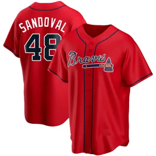 Men's Replica Red Pablo Sandoval Atlanta Braves Alternate Jersey