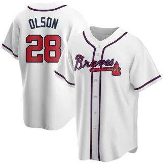 Matt Olson #28 Atlanta Braves City Connect White Cool Base Jersey.