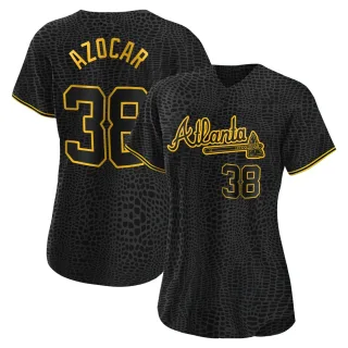 Women's Authentic Black Jose Azocar Atlanta Braves Snake Skin City Jersey