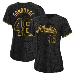 Women's Authentic Black Pablo Sandoval Atlanta Braves Snake Skin City Jersey