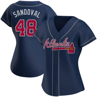 Women's Authentic Navy Pablo Sandoval Atlanta Braves Alternate Jersey