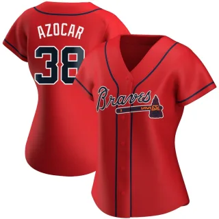 Women's Authentic Red Jose Azocar Atlanta Braves Alternate Jersey