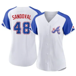 Women's Authentic White Pablo Sandoval Atlanta Braves 2023 City Connect Jersey