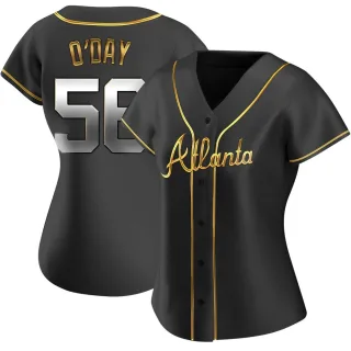 Women's Replica Black Golden Darren O'Day Atlanta Braves Alternate Jersey