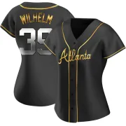 Women's Replica Black Golden Hoyt Wilhelm Atlanta Braves Alternate Jersey