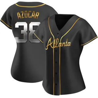 Women's Replica Black Golden Jose Azocar Atlanta Braves Alternate Jersey