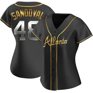 Women's Replica Black Golden Pablo Sandoval Atlanta Braves Alternate Jersey