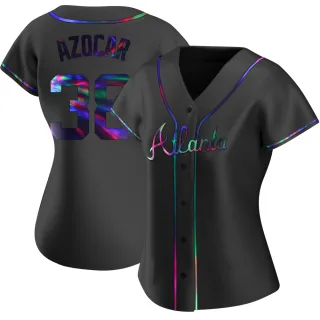 Women's Replica Black Holographic Jose Azocar Atlanta Braves Alternate Jersey