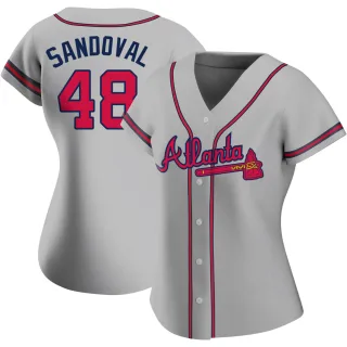 Women's Replica Gray Pablo Sandoval Atlanta Braves Road Jersey