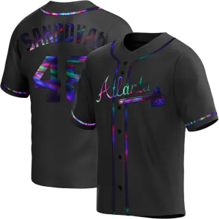 Youth Replica Black Holographic Pablo Sandoval Atlanta Braves Alternate Jersey