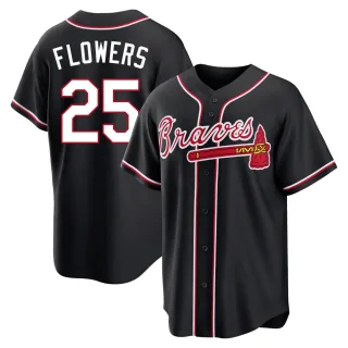 Youth Replica Black Tyler Flowers Atlanta Braves Fashion Out Jersey