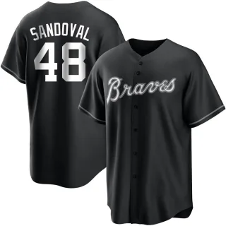 Youth Replica Black/White Pablo Sandoval Atlanta Braves Jersey