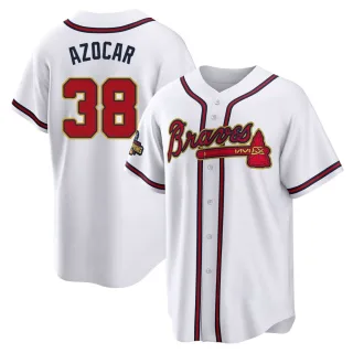Youth Replica Gold Jose Azocar Atlanta Braves White 2022 Program Jersey